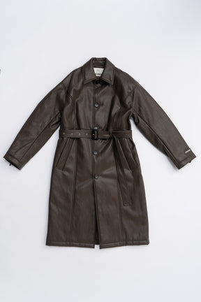 Vegan Leather Overlong Coat