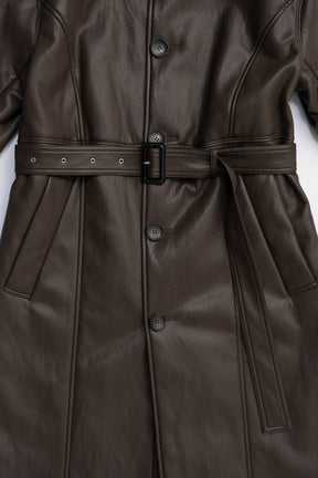 Vegan Leather Overlong Coat