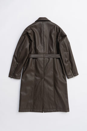 Vegan Leather Overlong Coat