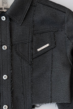 SALE】Multi Fabric Cut-off Short Jacket