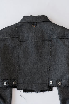 【SALE】Multi Fabric Cut-off Short Jacket