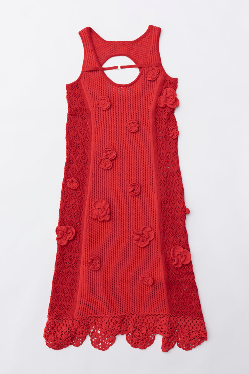 【24SPRING PRE ORDER】Flower Motif Knit Dress