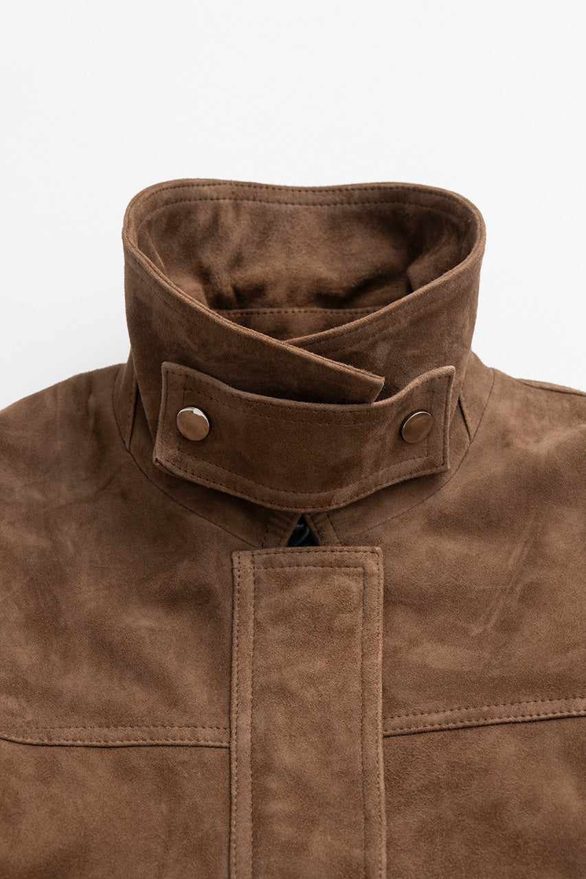 Tuck Pocket High-Neck Suede Blouson - 2026AUTUMN