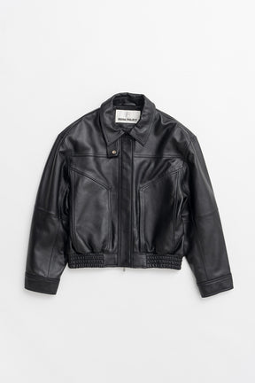 Tuck Pocket High-Neck Leather Blouson - 2026AUTUMN