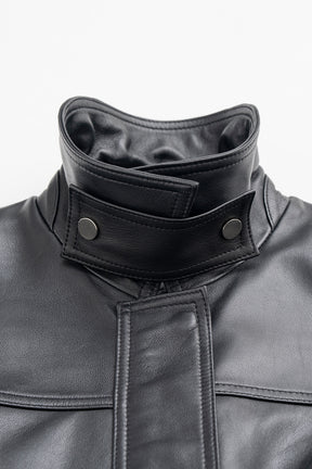Tuck Pocket High-Neck Leather Blouson - 2026AUTUMN