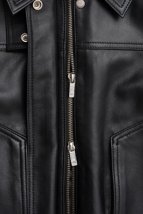 Tuck Pocket High-Neck Leather Blouson - 2026AUTUMN