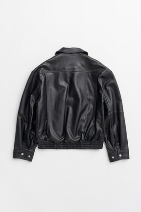Tuck Pocket High-Neck Leather Blouson - 2026AUTUMN
