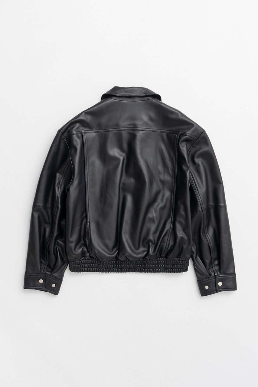 Tuck Pocket High-Neck Leather Blouson - 2026AUTUMN
