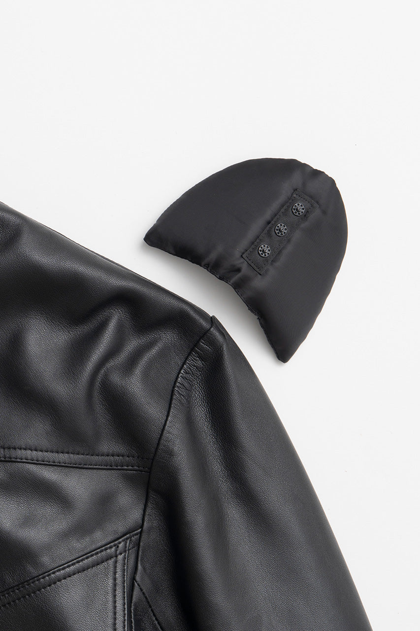 Tuck Pocket High-Neck Leather Blouson - 2026AUTUMN