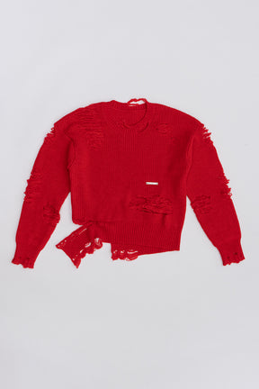 [Weboff Part number] Hard Crashed Knit Pullover