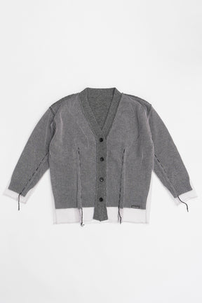 Tulle Layered Knit Cardigan