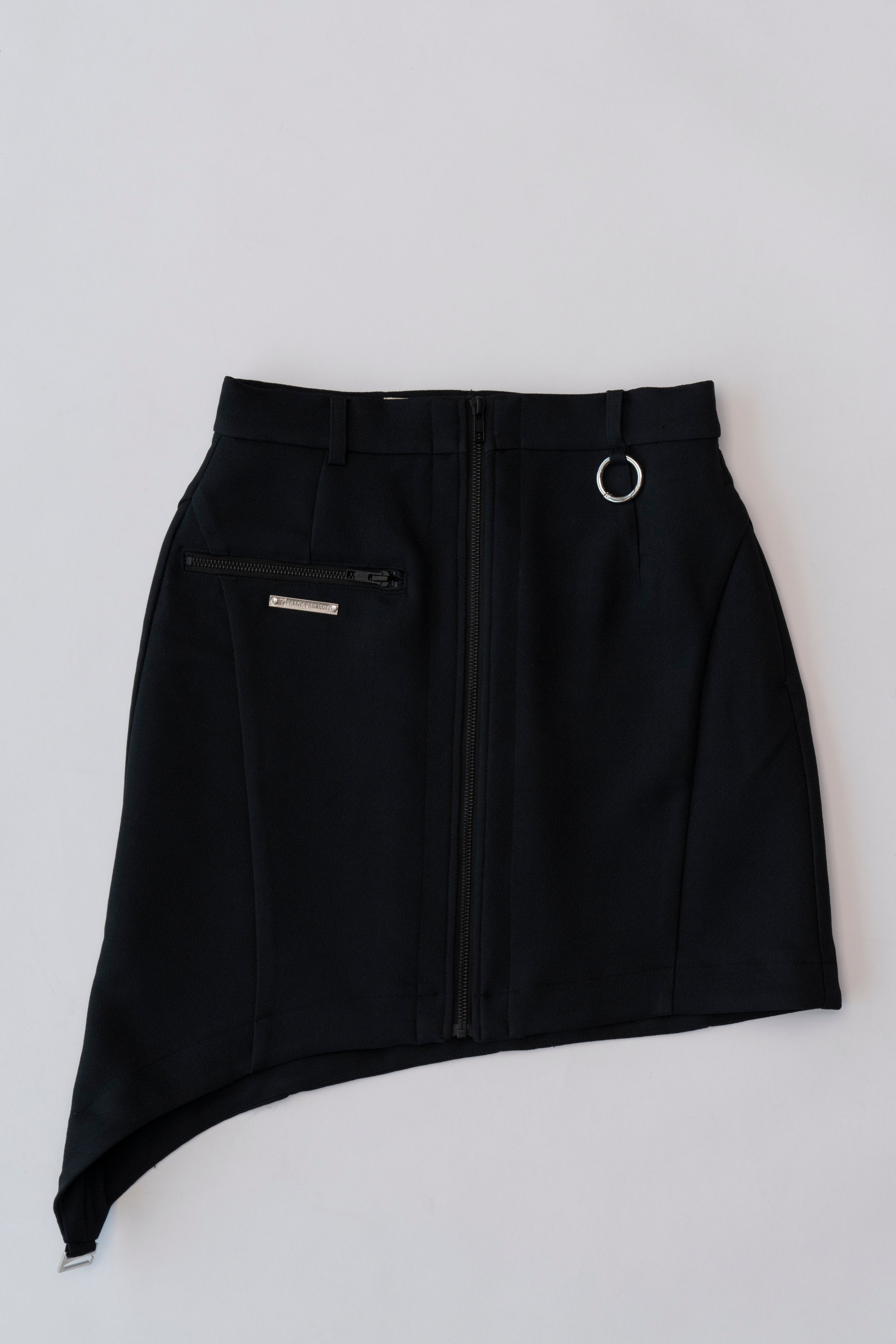Asymmetry Hem Zip Mini Skirt