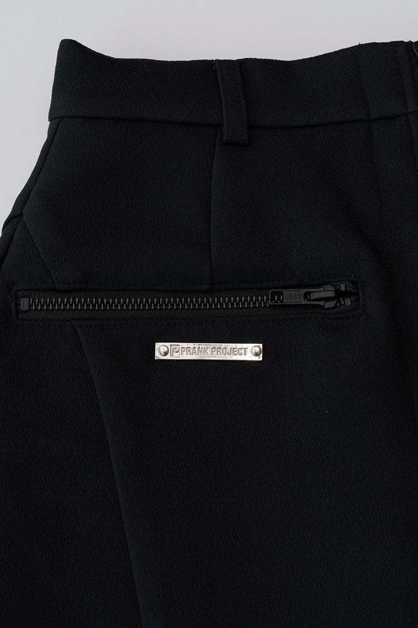 【SALE】Asymmetry Hem Zip Mini Skirt