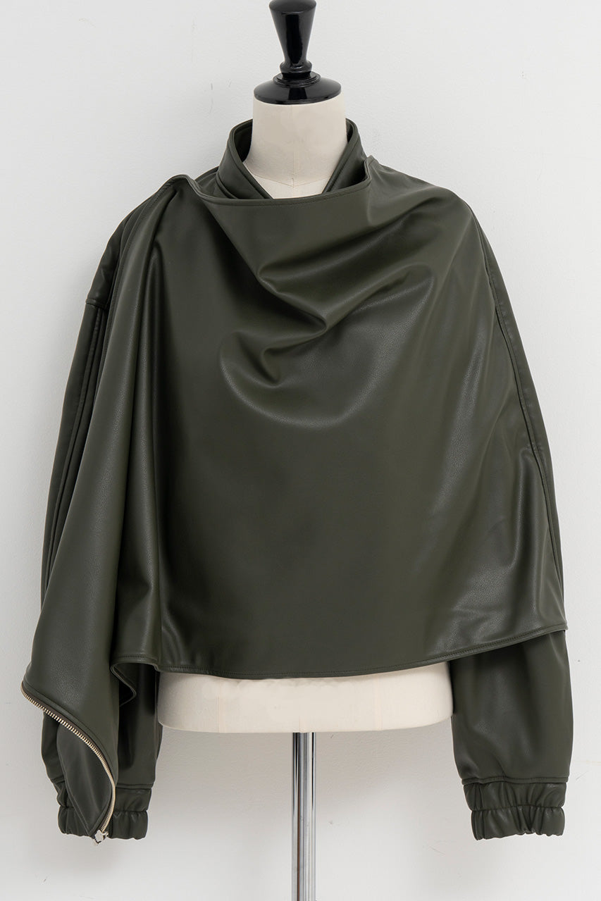 Asymmetric Drape Cape Blouson - 2026AUTUMN