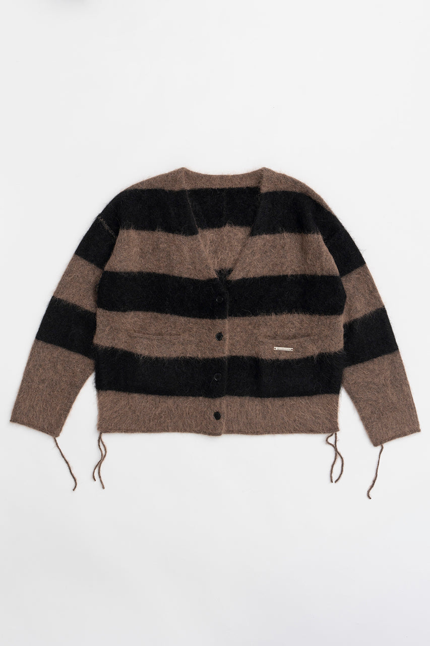 【24WINTER PRE ORDER】Alpaca Border Shaggy Cardigan