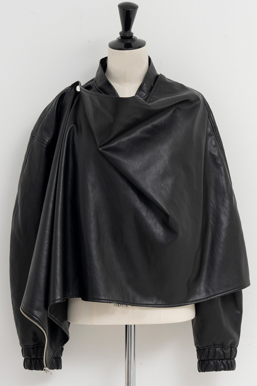 Asymmetric Drape Cape Blouson - 2026AUTUMN