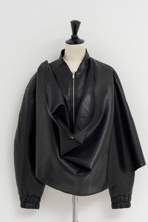 Asymmetric Drape Cape Blouson - 2026AUTUMN