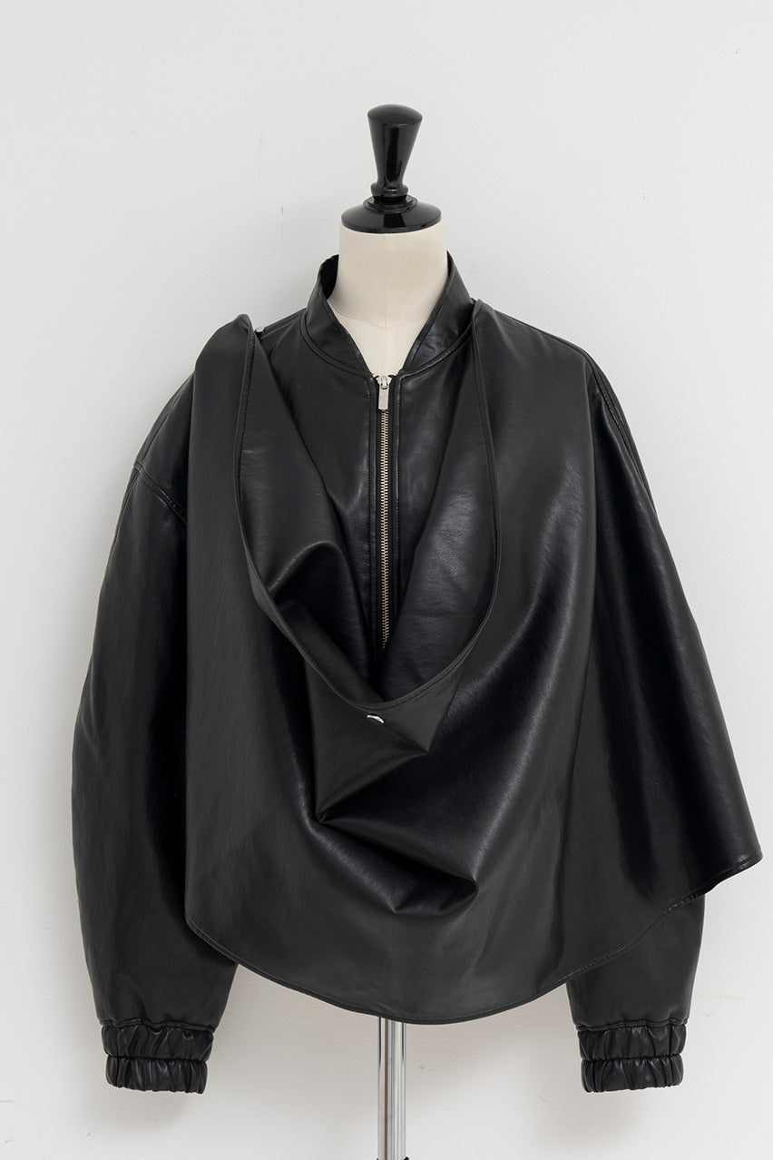 Asymmetric Drape Cape Blouson - 2026AUTUMN