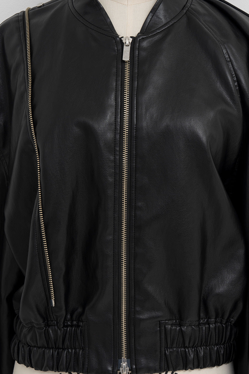 Asymmetric Drape Cape Blouson - 2026AUTUMN