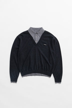 Layered Polo Knit Top - 2026WINTER