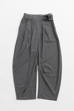 Asymmetrical Tuck Belt Wool Pants - 2026WINTER