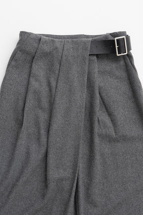 Asymmetrical Tuck Belt Wool Pants - 2026WINTER