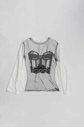 Tulle Bustier Print Long Tee - 2026 SPRING