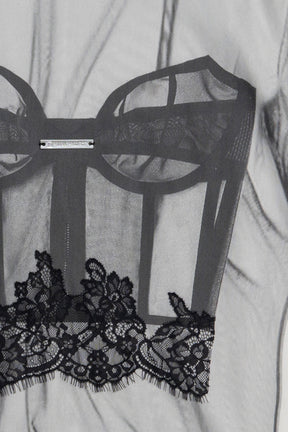 Tulle Bustier Print Long Tee - 2026 SPRING