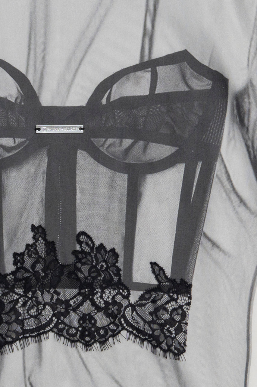 Tulle Bustier Print Long Tee - 2026 SPRING