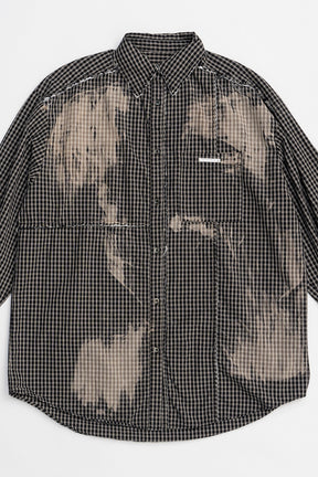 Cut-off Bleached Check Shirt