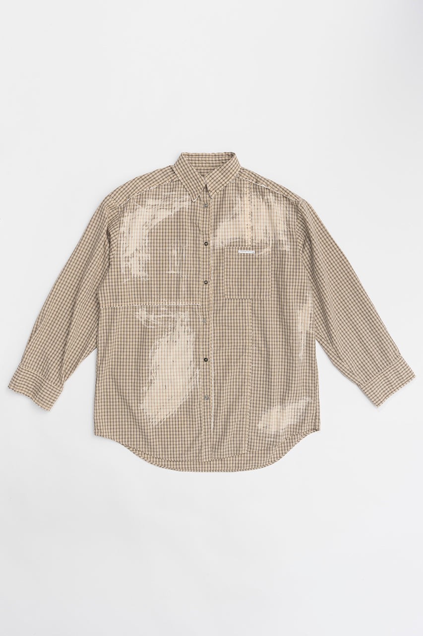 [24Autumn PRE ORDER] CUT-OFF BLEACHED CHECK SHIRT