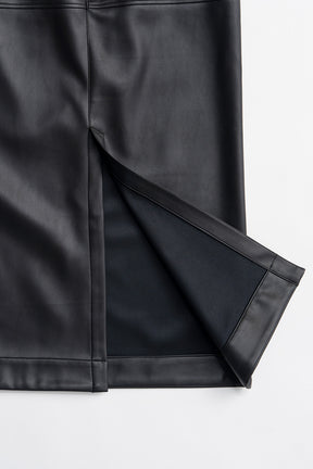 Belt Combo Fake Leather Maxi Skirt - 2026WINTER