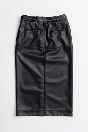 Belt Combo Fake Leather Maxi Skirt - 2026WINTER