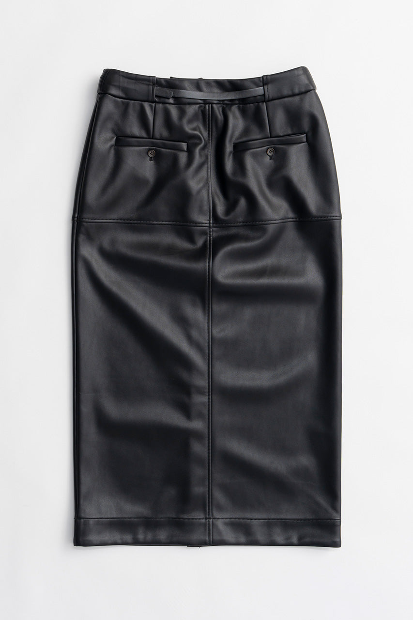 Belt Combo Fake Leather Maxi Skirt - 2026WINTER