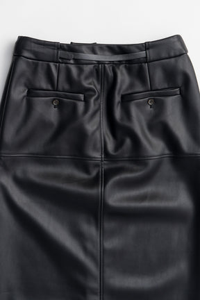Belt Combo Fake Leather Maxi Skirt - 2026WINTER