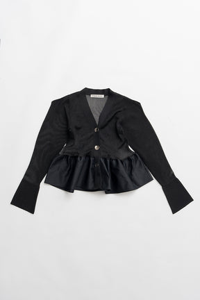 Sheer Combine Peplum Cardigan - 2026 SPRING