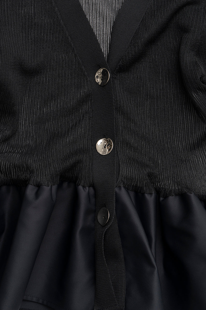 Sheer Combine Peplum Cardigan - 2026 SPRING