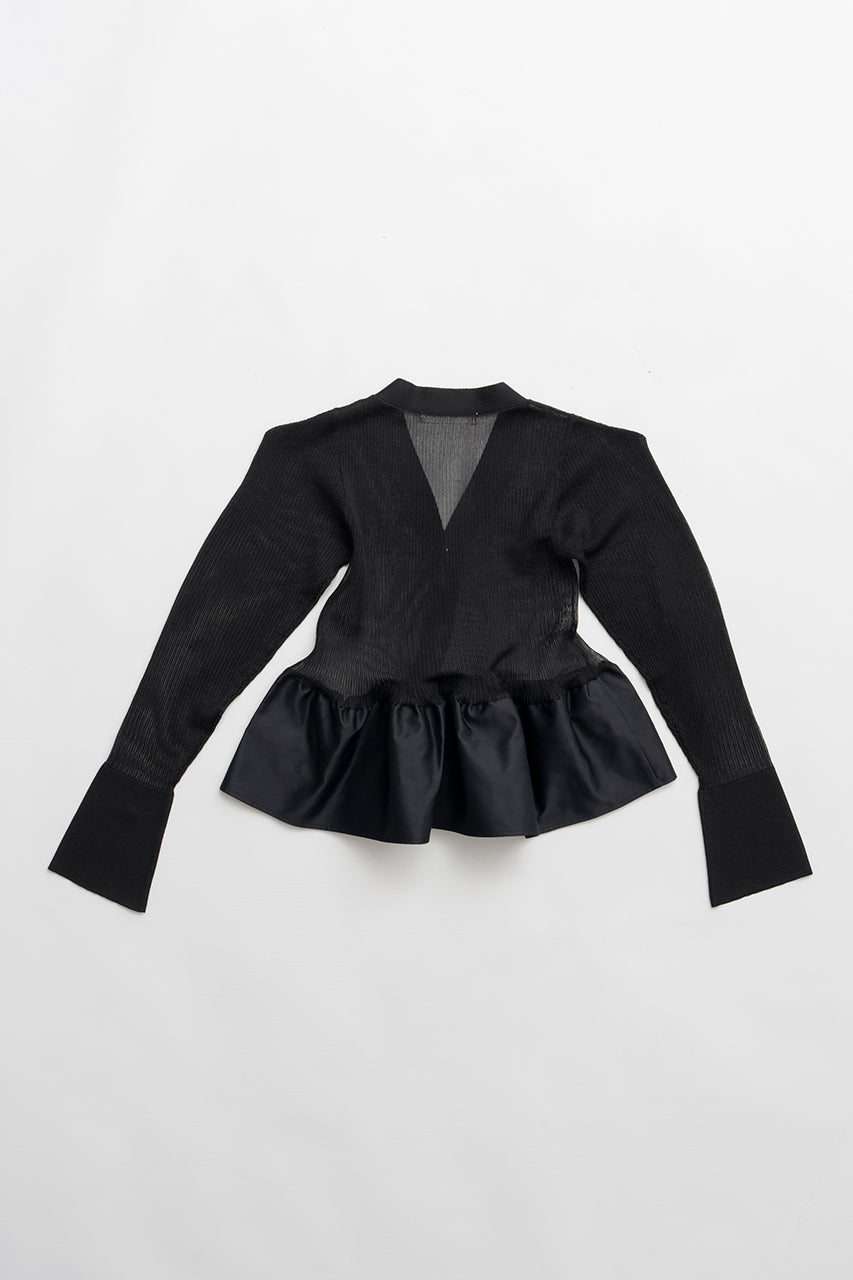 Sheer Combine Peplum Cardigan - 2026 SPRING