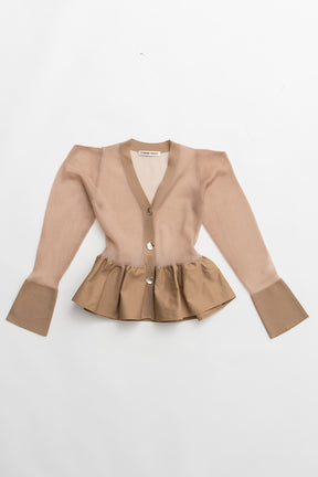 Sheer Combine Peplum Cardigan - 2026 SPRING