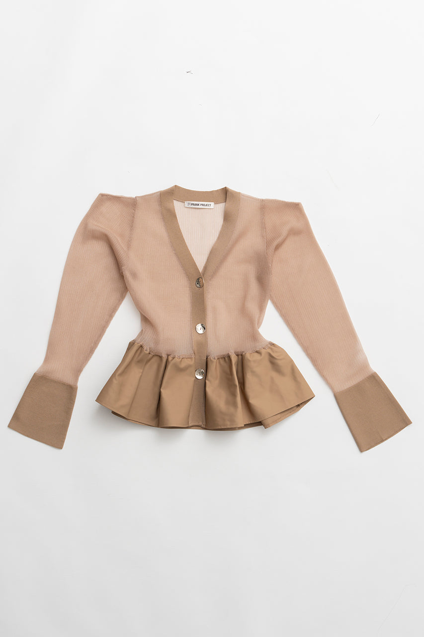Sheer Combine Peplum Cardigan - 2026 SPRING