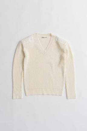 Shoulder Patch V-Neck Rib Knit - 2026WINTER