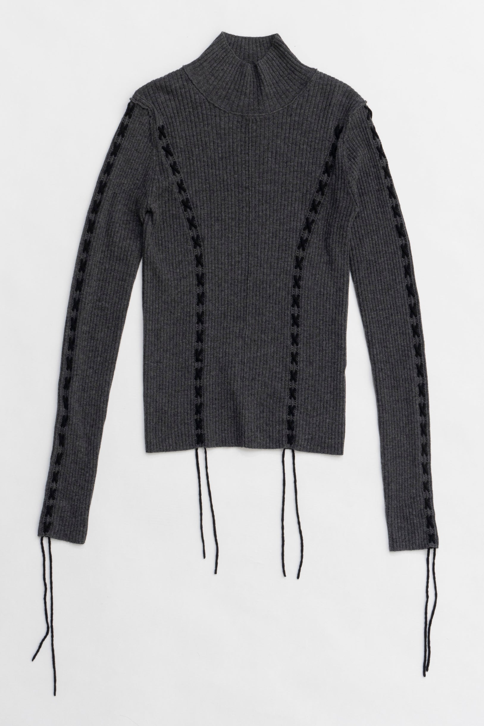 【24WINTER PRE ORDER】Merino Wool Lace-Up Turtleneck