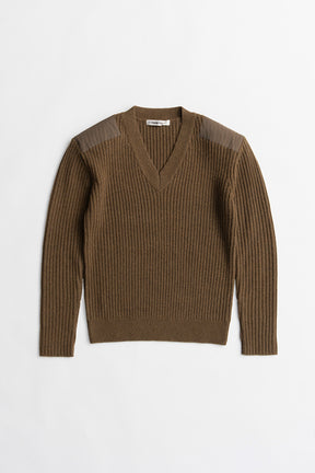Shoulder Patch V-Neck Rib Knit - 2026WINTER