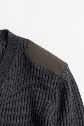 Shoulder Patch V-Neck Rib Knit - 2026WINTER