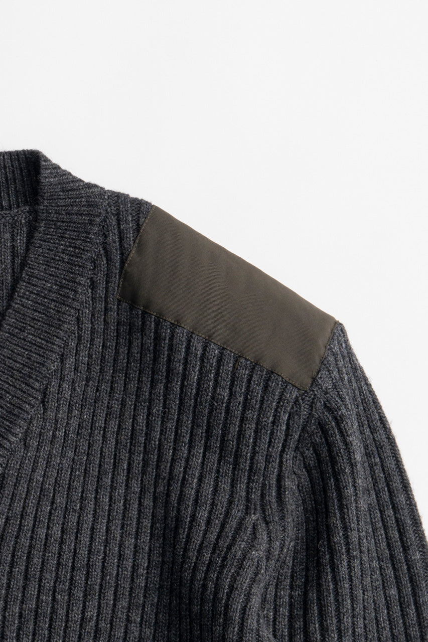 Shoulder Patch V-Neck Rib Knit - 2026WINTER