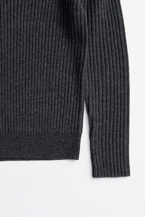 Shoulder Patch V-Neck Rib Knit - 2026WINTER