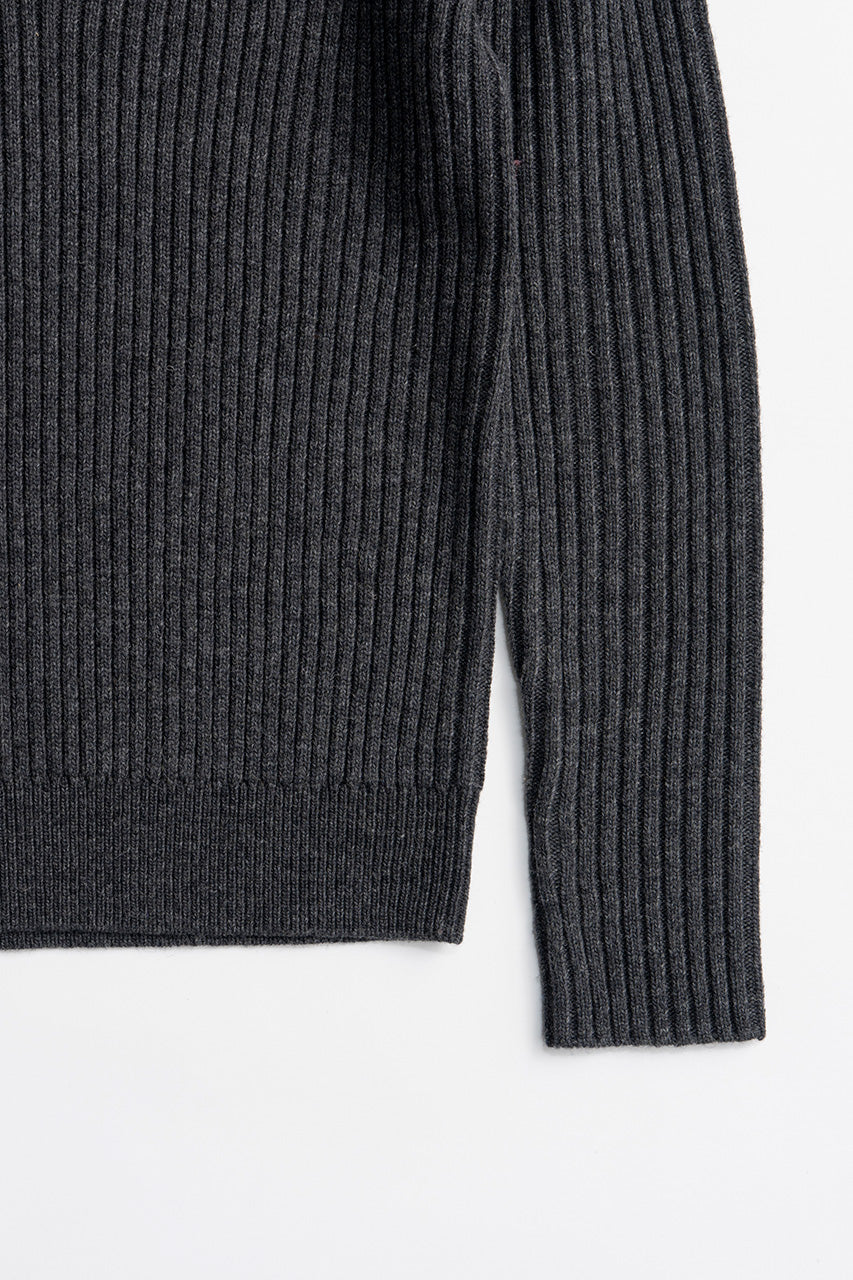 Shoulder Patch V-Neck Rib Knit - 2026WINTER