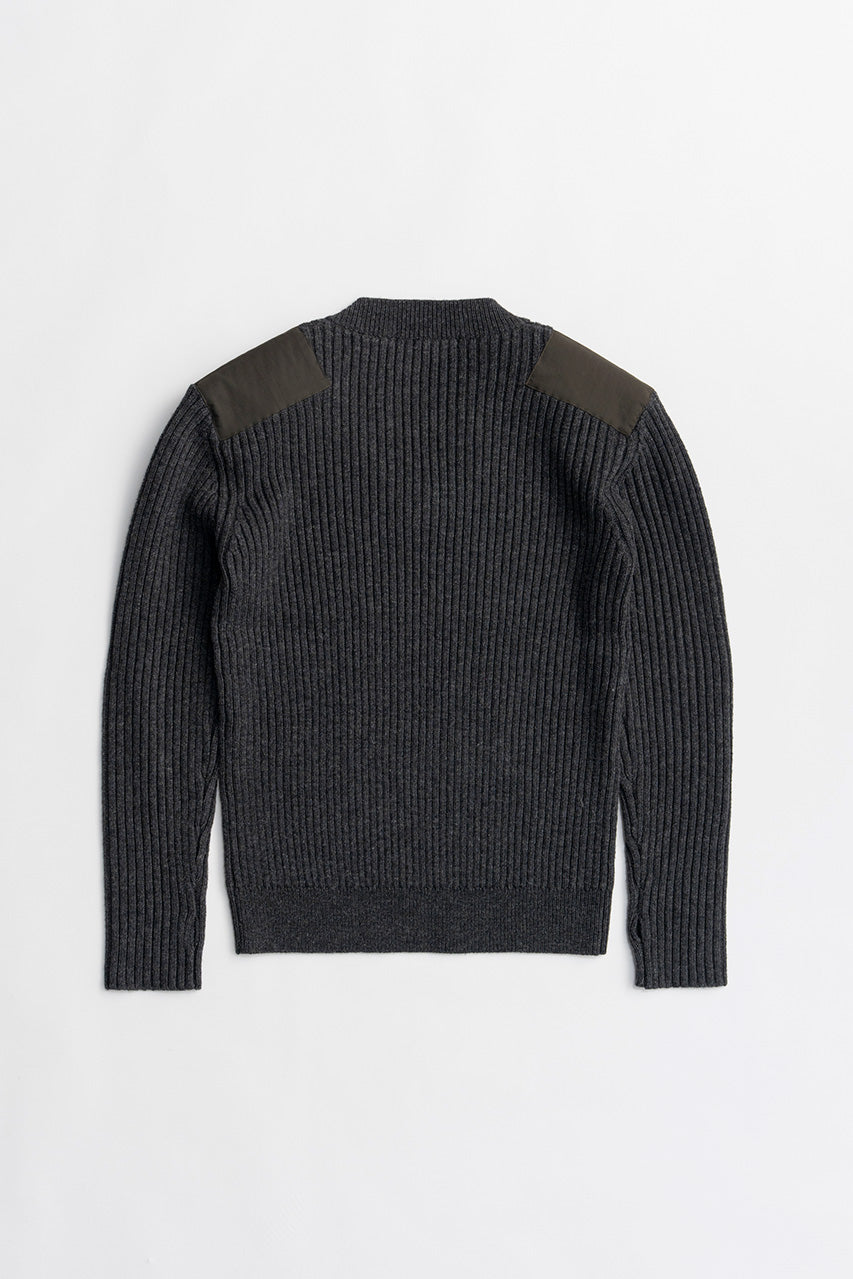 Shoulder Patch V-Neck Rib Knit - 2026WINTER