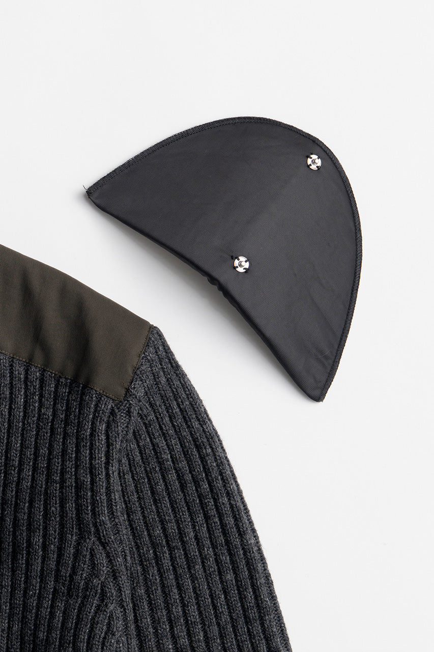 Shoulder Patch V-Neck Rib Knit - 2026WINTER