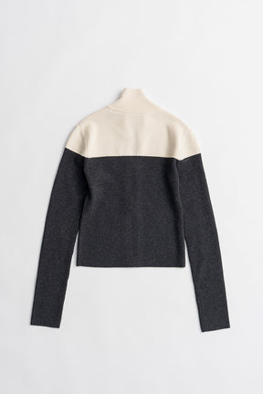 Front Zip Bicolor Knit - 2026WINTER